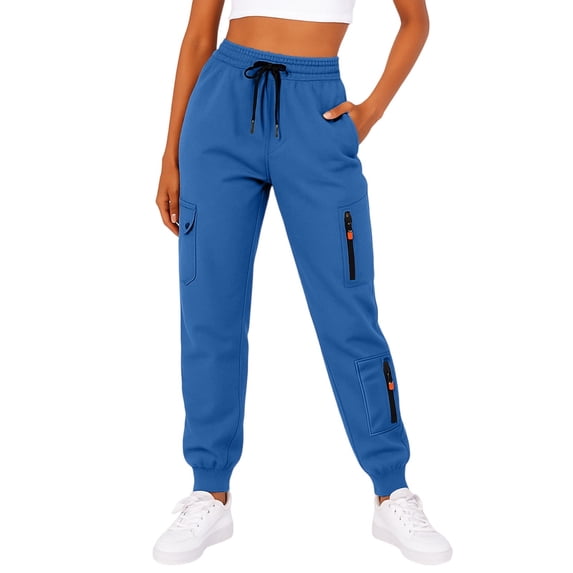 Women's High Waisted Zip Off Cargo Joggers 4-Way Stretch Quick Dry Hiking Yoga Pants with Multi Pockets for Business Casual Gym,Blue,S
