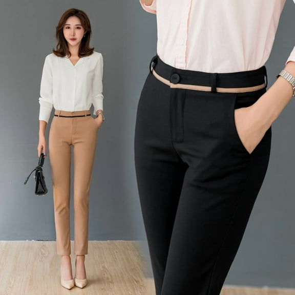 Women's High-waist Stretch Casual Straight-leg Suit Pants 1773656642906729
