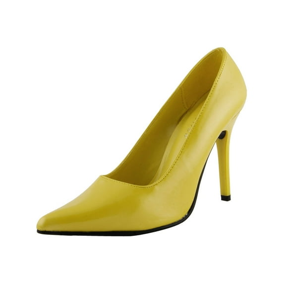 Women's Highest Heel Shoes 4" Classic Plain Pump - Yellow Patent PU