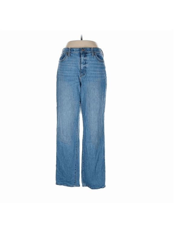 Womens Highest-Rise Straight Leg Blue Jeans Slim Hip & Thigh Comfort Stretch Denim Size 10 Reg
