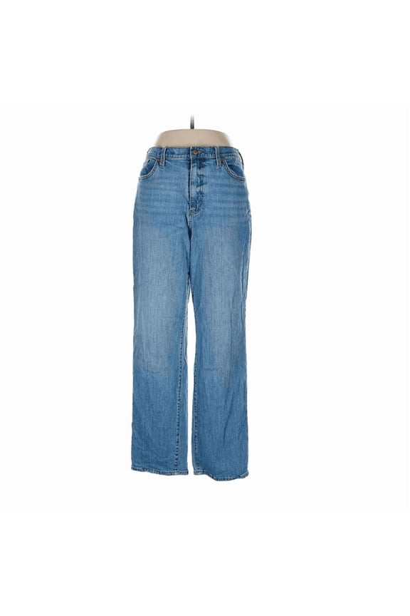 Womens Highest-Rise Straight Leg Blue Jeans Slim Hip & Thigh Comfort Stretch Denim Size 10 Reg