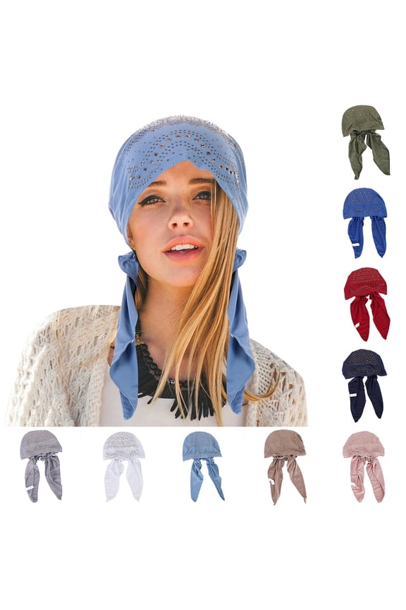 Women's Hijab Cap, Rhinestone Decorated Elastic Headscarf, Stretchy Muslim Head Cover for Prayer, Fashion Hair Beanie for Daily Wear, Outdoor Activities, and Modest Fashion-JN