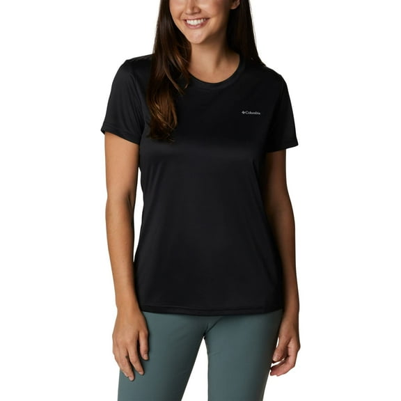 Columbia Women's Hike Short Sleeve Crew, Black, X-Small