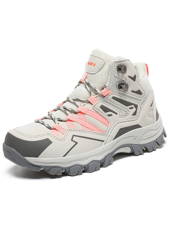 Hiking Boots Women Outdoor Breathable Walking Lightweight Backpacking Non-Slip Hiking Shoes,Gray Pink