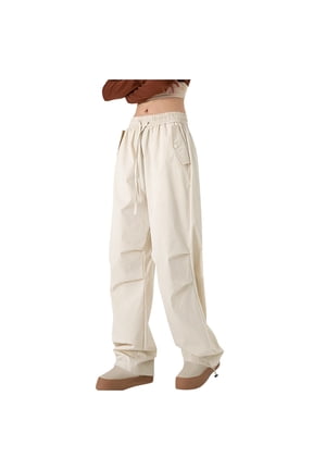Women's Hiking Cargo Pants, Quick Dry Lightweight Ripstop Polyester Travel Pants, Water Repellent, Drawstring High Waist Parachute Pants