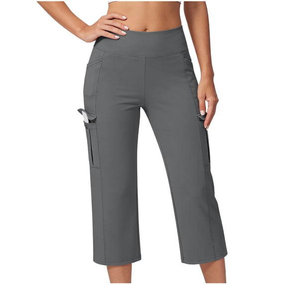 Women's Hiking Cargo Pants Quick Dry Outdoor Camping Fashion Leggings High Waisted Yoga 3/4 Trousers Pocket Button Workout Exercise Capris For Casual Summer Pants
