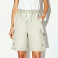 thumbnail image 1 of Women's Hiking Cargo Shorts Lightweight Golf Athletic Shorts Quick Dry Summer Outdoor Travel Walking Shorts with Pockets Beige S, 1 of 7