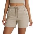 thumbnail image 1 of Women's Hiking Cargo Shorts Zipper Pockets Soft High Waisted Quick Dry 7 Inch Drawstring Shorts for Women Athletic Summer, 1 of 9