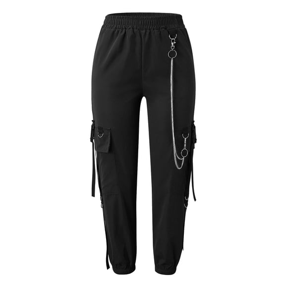 Women's Hiking Pants Cargo Trousers Cotton Multi Pockets Utility Work Pants Black XXL