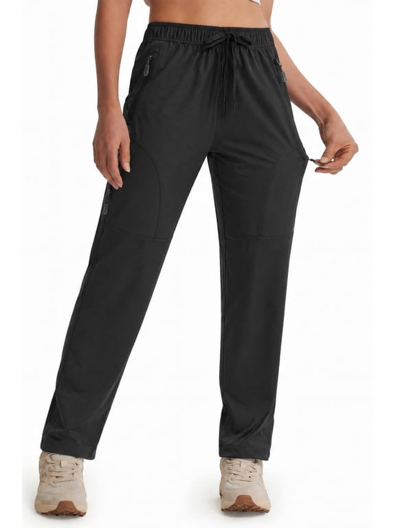 Women's Hiking Pants-29" Lightweight Quick Dry Sweatpants Casual Safari Work Travel Outdoor Clothes Black(Size XS-XXXL)