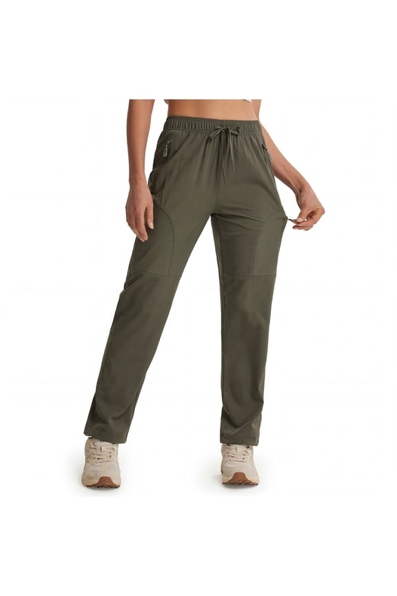 Women's Hiking Pants-Lightweight Quick Dry Cargo Pants Casual Safari Work Travel Outdoor Clothes Dark Olive XS
