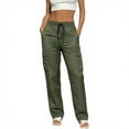 thumbnail image 1 of Women's Hiking Pants, Lightweight Soft Travel Cargo Trousers, Straight Leg Baggy Hiking Pants with Zipper Pockets, Casual Outdoor and Daily Work Cargo Pants, Athletic Casual Clothes Blackish Green, 1 of 4