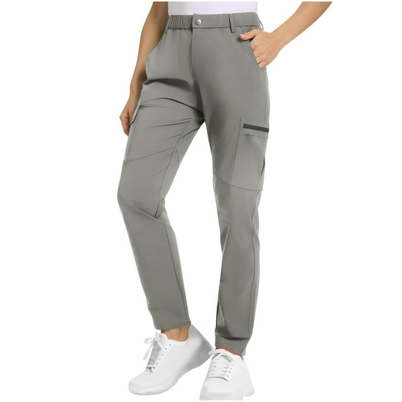 Women's Hiking Pants New Cargo Pants for Women Lightweight Hiking Pants with Pockets High Waisted Outdoor Casual Comfy Trousers Gray M