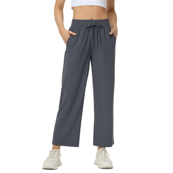 Neiku Lightweight Wide Leg Pants for Women High Waisted Loose Casual Lounge Travel Work Yoga Sweatpants Gray L
