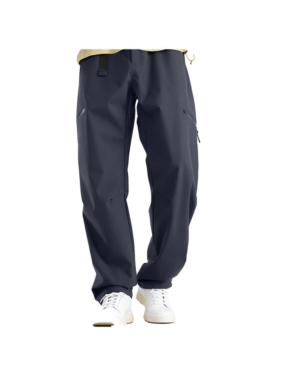 Women's Hiking Pants Winter Thickened Pants Convertible Outdoor Pants Lining Windbreaker Pants with Multiple Pockets Dark Blue S