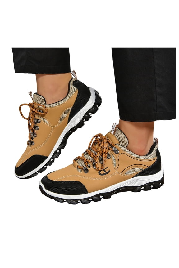 Women's Hiking Sneakers Comfortable Outdoor Sports Climbing Shoes Lace up Waterproof Trekking Outdoor Traveling Running Shoes Brown Size 7.5