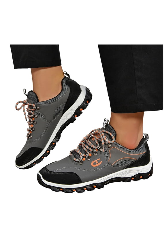 Women's Hiking Sneakers Comfortable Outdoor Sports Climbing Shoes Lace up Waterproof Trekking Outdoor Traveling Running Shoes Gray Size 7.5
