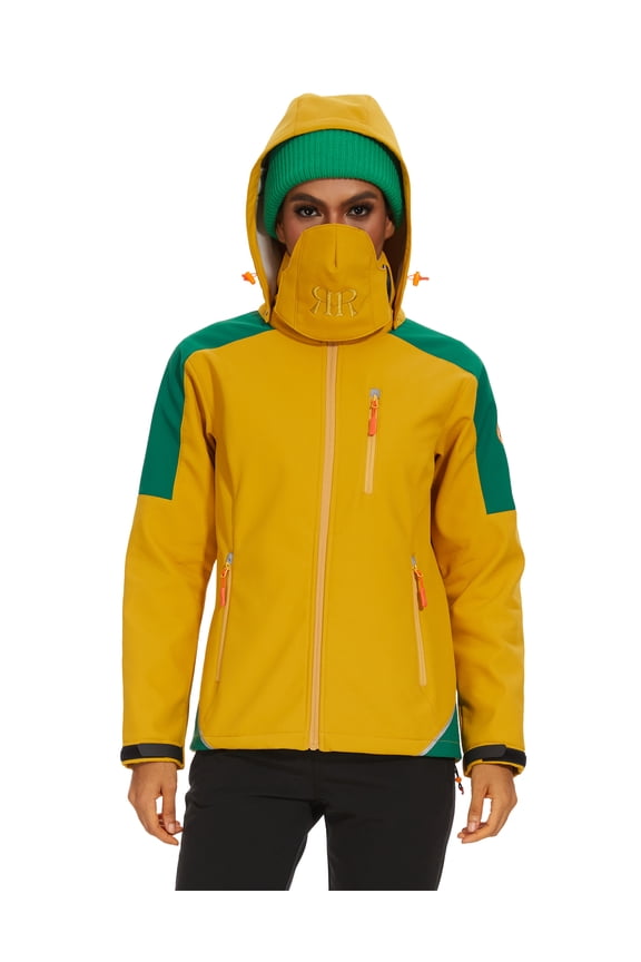 Women's Hiking Softshell Fleece Lined Midlayer Jacket - Yellow