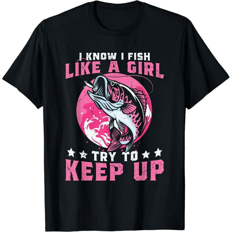 Women's Hilarious Fishing Tee: Outfishing the Guys in Style - Black 2XL 