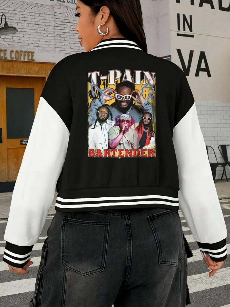 Women's Hip Hop Baseball Jacket Oversize Hoodie Bomber Jacket T-Pain Style  Big Size for Ladies - Walmart.com, image size:800x1067
