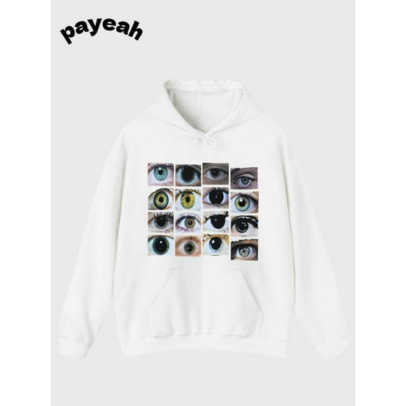 Women's Hip Hop Streetwear Hooded Sweatshirt with Eyes Print