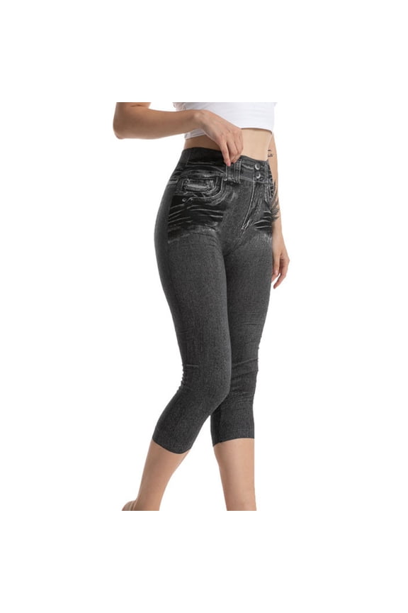 Women's Hip Lifting Stretch Slim Jean Trendy Distressed Straight Leg Jeans Gray XXXL