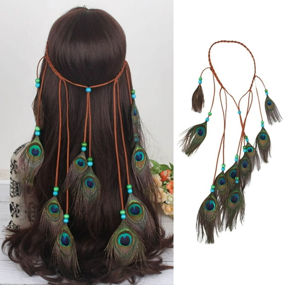 Women's Hippie Boho Hair Rope Accessories - Elegant Headband with Tassels and Feathers for Stylish