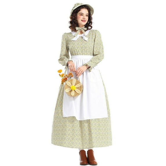 Women's Historical Prairie Dress Adult 1800s Elegant -Style Outfit for Themed Events and Parties