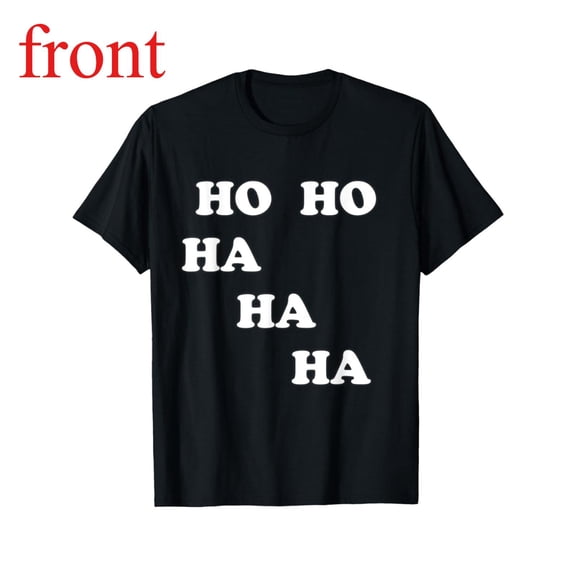 Women's "Ho Ho Ha Ha Ha" Christmas Graphic Breathable T Shirt Casual Short Sleeve Round Neck Top Black S-5XL