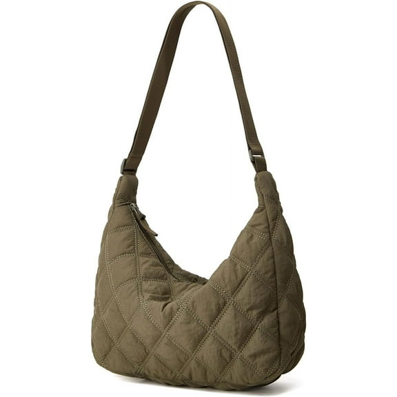 Women's Hobo Bag Puffer Totes Crossbody Bag Solid Color Rhombus Down Padded Handbag Dumpling Purse
