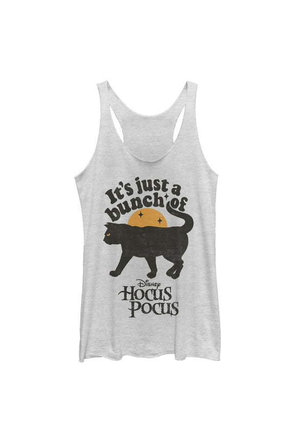 Women's Hocus Pocus Binx Cat  Racerback Tank Top White Heather Medium