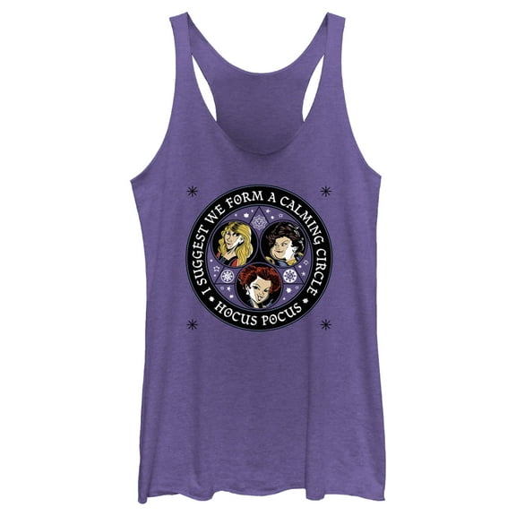 Women's Hocus Pocus Calming Circle  Racerback Tank Top Purple Heather X Small