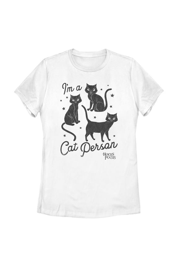 Women's Hocus Pocus I'm a Cat Person Graphic Tee White 2X Large