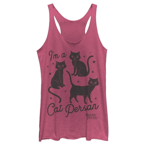 Women's Hocus Pocus I'm a Cat Person Racerback Tank Top Pink Heather 2X Large