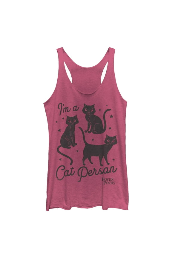 Women's Hocus Pocus I'm a Cat Person Racerback Tank Top Pink Heather Large