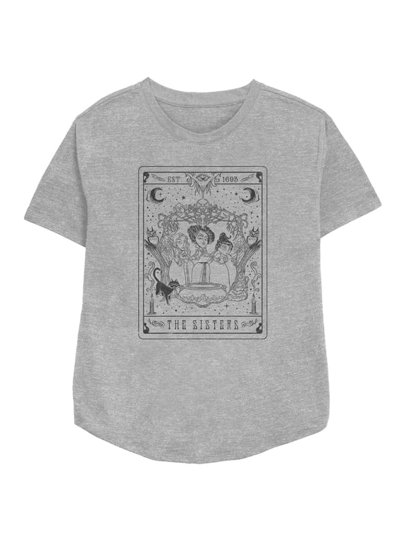 Women's Hocus Pocus Sanderson Sister Tarot Card Graphic Tee Athletic Heather Large