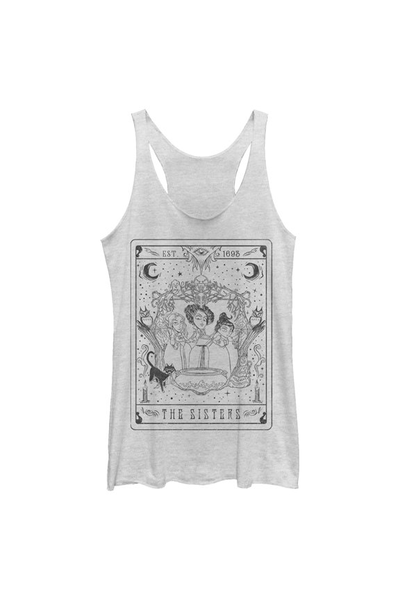 Women's Hocus Pocus Sanderson Sister Tarot Card  Racerback Tank Top White Heather X Small