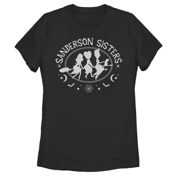 Women's Hocus Pocus Sanderson Sisters Witch Broom Graphic Tee Black Medium