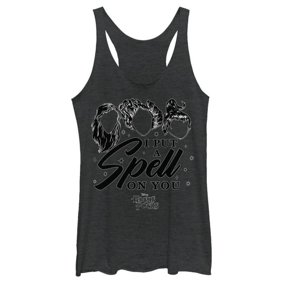 Women's Hocus Pocus Spell on You Silhouette Racerback Tank Top Black Heather Small