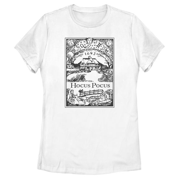 Women's Hocus Pocus Vintage Salem Poster Graphic Tee White X Large