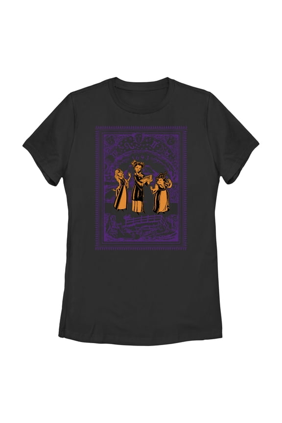 Women's Hocus Pocus Vintage Witches Print Graphic Tee Black Small