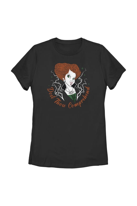 Women's Hocus Pocus Winifred Comprehend Quote Graphic Tee Black Medium
