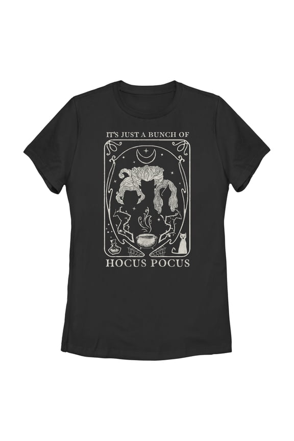 Women's Hocus Pocus Witch Tarot Card Graphic Tee Black Small