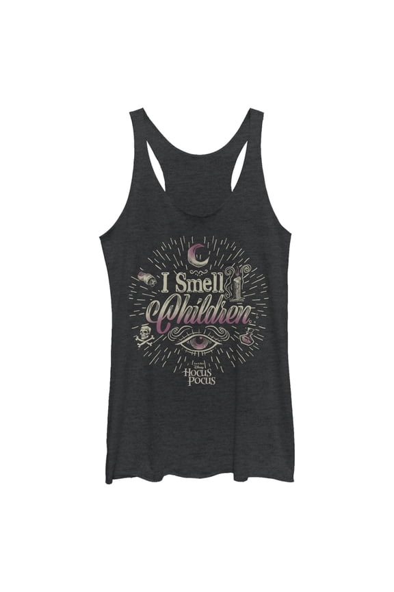 Women's Hocus Pocus Witches Smell Children Racerback Tank Top Black Heather Large