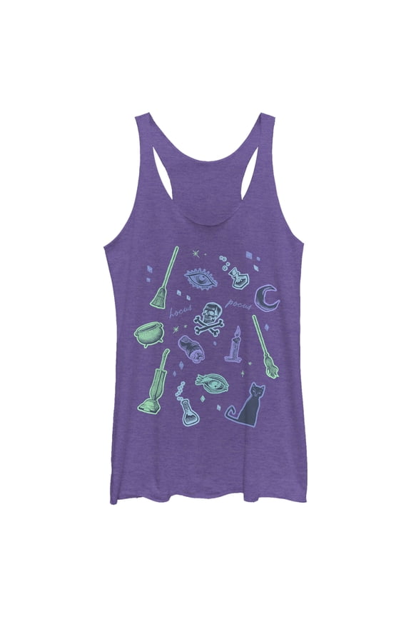 Women's Hocus Pocus Witchy Symbols Racerback Tank Top