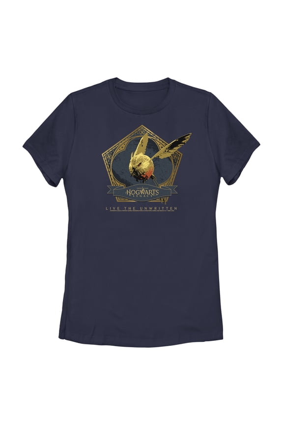 Women's Hogwarts Legacy Golden Snidget Logo  Graphic Tee Navy Blue Large