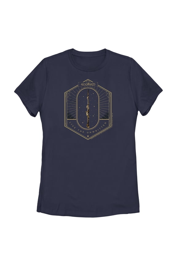 Women's Hogwarts Legacy Live the Unwritten  Graphic Tee Navy Blue Small