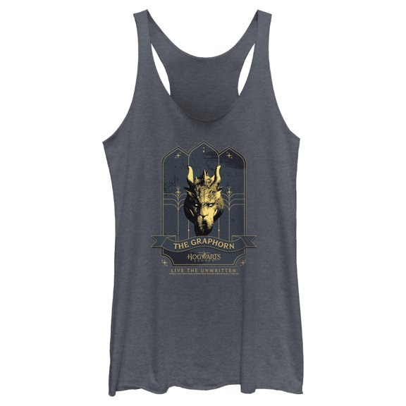 Women's Hogwarts Legacy The Graphorn Logo Racerback Tank Top Navy Blue Heather Large