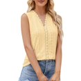 thumbnail image 1 of Women's Hole Hollow V Neck Sleeveless Stitching Vest T Shirt, 1 of 2