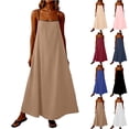 thumbnail image 1 of Women's Holiday Dress Ndbuld Ladies' Casual And Fashionable Solid Color Sleeveless Camisole Dress Navy XL, 1 of 6